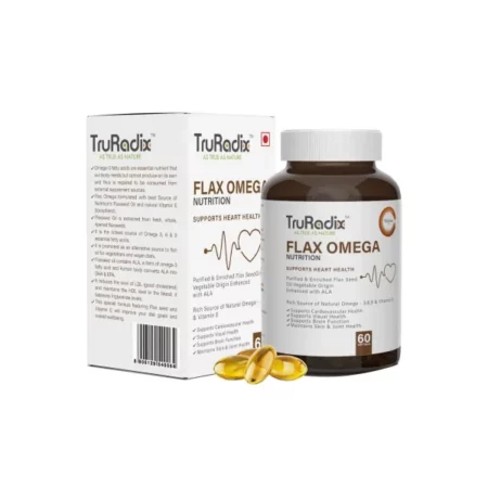 Truradix Flax Omega Nutrition 500 Mg | Purified & Enriched Cold Pressed Flaxseed Oil (Pack of 1 Soft Gels)