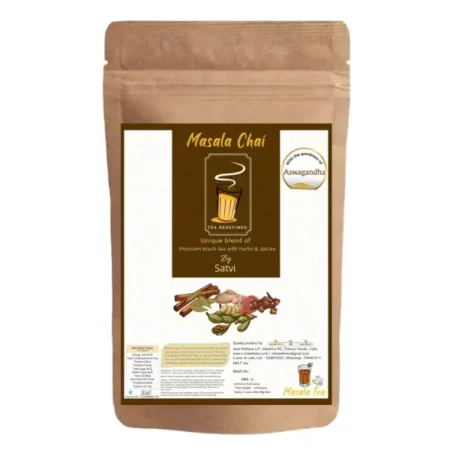 Masala Chai with Ashwagandha| Masala tea | Black tea with spices and herbs | Tea with Ashwagandha | Naturally flavored tea | No added chemicals | Natural ingredients | SATVI WELLNESS | Premium masala tea | Karak tea