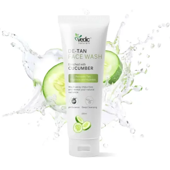 Vedic Naturals Cucumber De Tan Face Wash - 100ml available on Herbkart