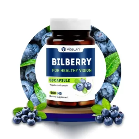 VitaWin Bilberry for Healthy Vision and Eye Care, Ultimate Health and Nutrition Supplements, 500 mg, 60 - Veg Capsules