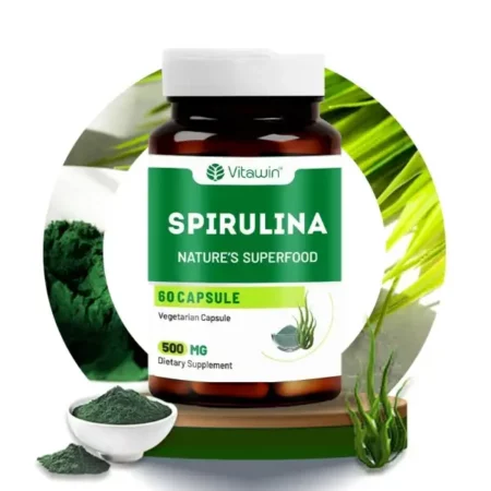 VitaWin SPIRULINA Capsules Ultimate Health and Nutrition Supplements for General Wellness (500 mg, Pack of 1)