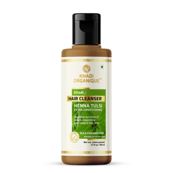 Khadi Organique Henna Tulsi Extra Conditioning Hair Cleanser SLS & Paraben Free, 210 ml, Herbkart8t771eCtX1xPxL.webp,