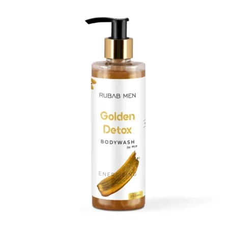 RUBAB MEN Luxury Golden Detox Body Wash for Men | Refreshing Shower Gel with Premium Perfume & Citric Boost for Deep Cleaning, Refreshing & Hydrating Everyday Skin Tone | 250ml