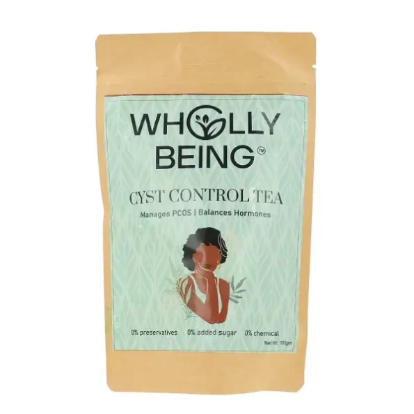 Wholly Being - Cyst Control Tea 100g with Gokshura, Spearmint, Chasteberry, Ashwagandha, Fenugreek available on Herbkart