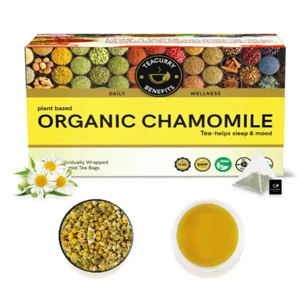 Teacurry Organic Chamomile Tea - (1 Month Pack, 30 Tea Bags) available on Herbkart