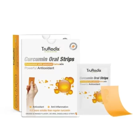 TruRadix Nutrition Curcumin Supplements - 30 Count Turmeric Curcumin Supplements Oral Dissolving Strips - Naturally Extracted Organic Curcumin - Vegan Curcumin Strips with Orange and Mango Flavor