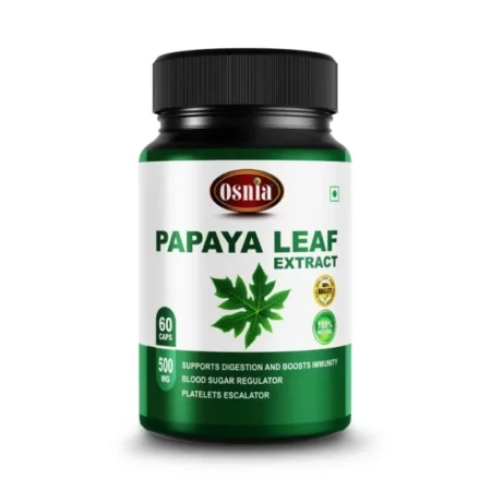 Osnia Papaya Leaf and Fruit Extract 500 Mg Veg Supplement | Goodness of Vitamins, healthy Digestion, Support Platelets & Immunity | - 60 Capsules (Pack of 1)