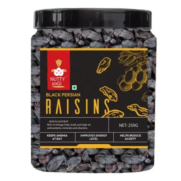 Nutty Yogi Black Persian Raisins - 250gm available on Herbkart