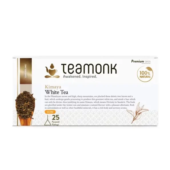 Teamonk Kimaya USDA Certified Organic Darjeeling White Tea Bag Pack - Box of 25 available on Herbkart