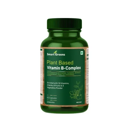 Smart Greens Plant Based Vitamin B-Complex, Turmeric, Berries, Ashwagandha, Tribulus, Fenugreek & Enriched with Essential B-Vitamins, Herbs, Fruits, & Vegetable Power - 60 Capsules