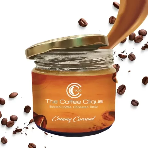 The Coffee Clique Creamy Caramel Flavoured Beaten Coffee, - 250g, Instant Beaten Coffee ,, Beaten Coffee, No Added Preservatives & No Additional Sugar Needed, Rich & Creamy Beaten Coffee , available on Herbkart