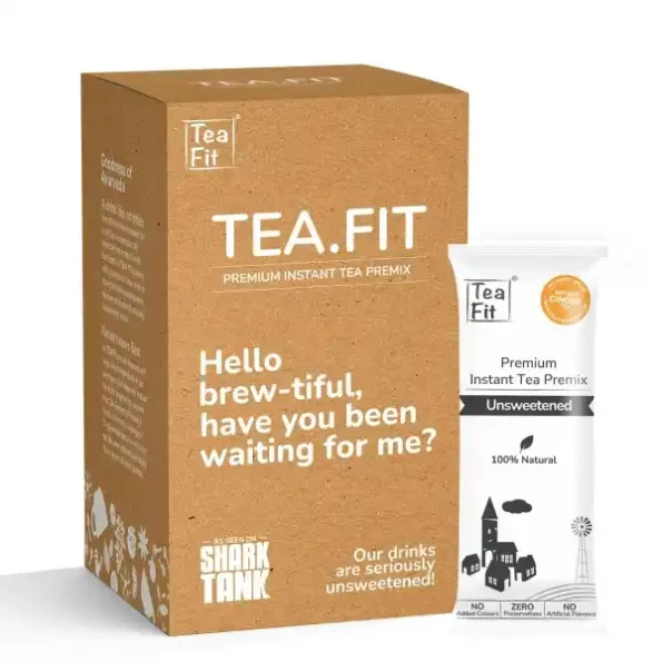 TeaFit Premium Unsweetened Ginger Instant Tea Premix Pack of 50 Sachets, 700 gm available on Herbkart