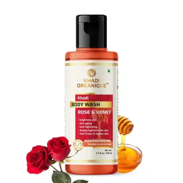 Khadi Organique Rose & Honey Body Wash 210 ML available on Herbkart