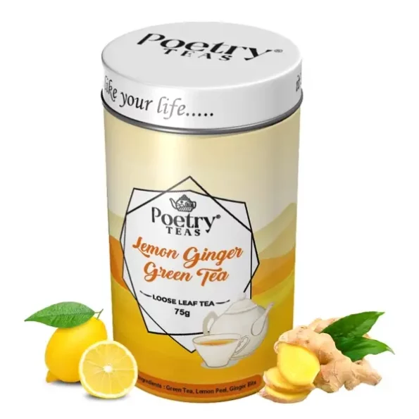 Poetry Teas - Lemon Ginger Green Tea (Loose leaves 75gm) available on Herbkart