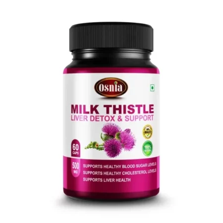 Osnia Milk Thistle Extract 500 Mg Veg Supplement | Detox Liver, Support Blood Sugar, Improve Digestion |- 60 Capsules (Pack of 1)