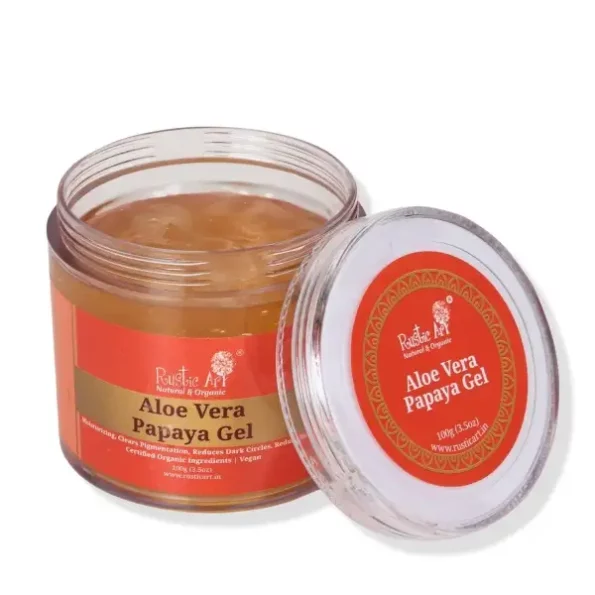 Rustic Art Organic Aloe Vera Gel, Papaya, 100g available on Herbkart