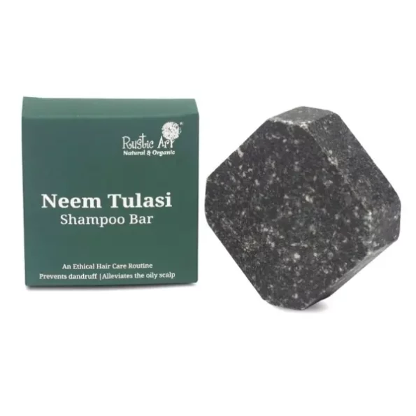 Rustic Art Neem Tulsi Shampoo Bar with Charcoal, 75 Gm, Herbkart8t751DhrGENV1L.webp, Herbkart8t751DhrGENV1L