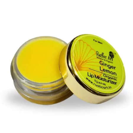Rustic Art Organic Ginger Lemon Lip Balm | Vegan | Nourishing & Moisturizing | For Women & Men | 9g