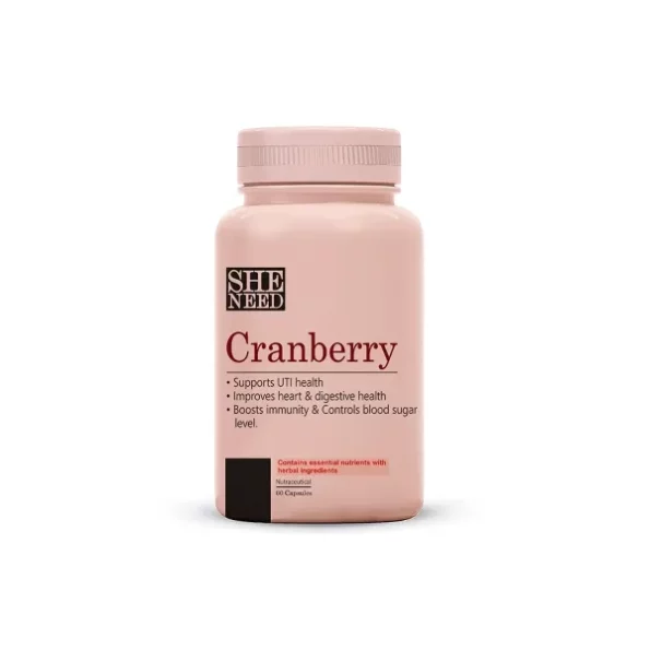 SheNeed Crave For Cranberry Supplement 400mg With Magnesium, 60 Veg Capsules available on Herbkart