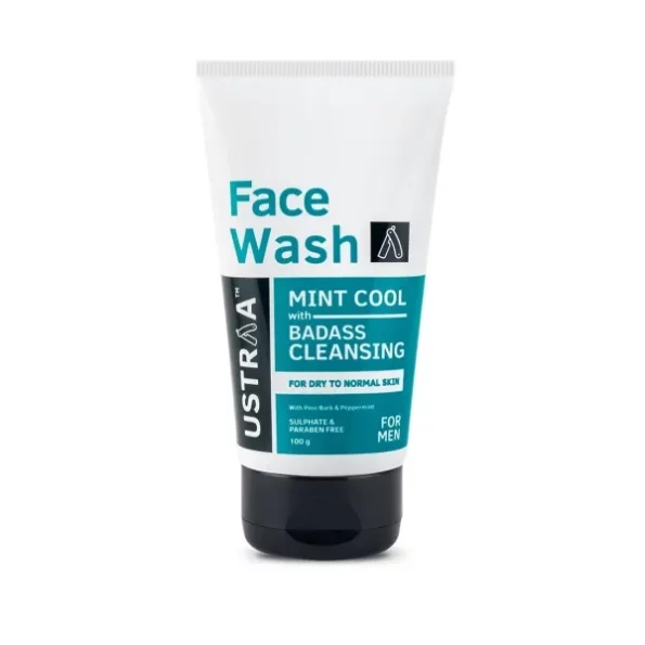 Ustraa Face Wash - Mint Cool - For Dry to Normal Skin - 100g available on Herbkart