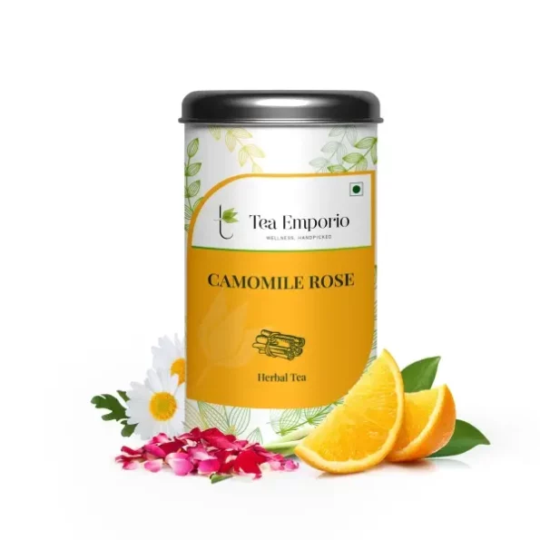 Tea Emporio TURMERIC Chamomile Herbal Tea - 50g Tin caddy available on Herbkart