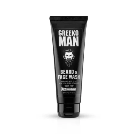 Vasu Greeko Man Beard & Facewash - Enriched with Olive, Aloe vera and ProVitamin B5 - Cleanses & hydrates skin & beard | Gives smoother, clearer and fresh-looking skin & beard - 75 Ml