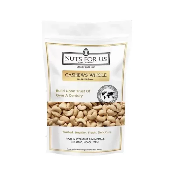 Nuts for us Whole Cashews - 250 Grm available on Herbkart