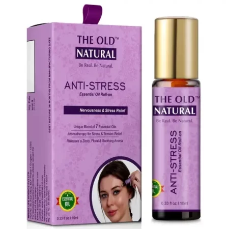 The Old Natural Anti Stress Roll on 10ml for Instant relief from Stress, Anxiety, Tension, An unique blend of essential oils - 10ml