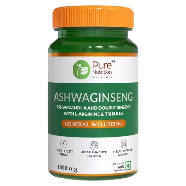 Pure Nutrition Ashwaginseng - 60 Veg Tablets available on Herbkart