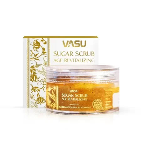 Vasu Kumkumadi Tailam Sugar Scrub for Face - Golden Glow | Hydrated Healthy Skin | Age Revitalizing | Vitamin E & Brown Sugar | Helps to Reduce the Appearance of Wrinkle & Fine Lines - 50gm