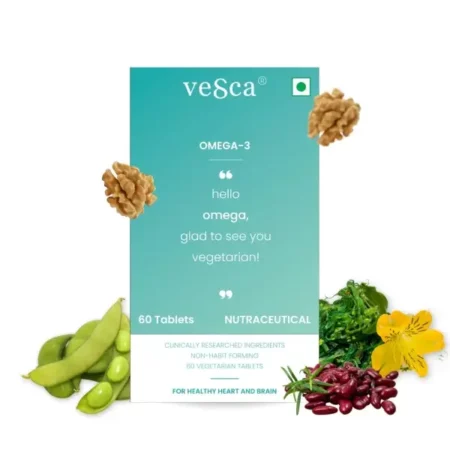 Vesca Omega-3 1000Mg With Algae Rich Veg Omega-3 DHA, Supports Heart, Brain, & Joint Health, Improve Eye Health, Omega-3 For Men And Women, 100% Plant-based-60 Veg Tablets