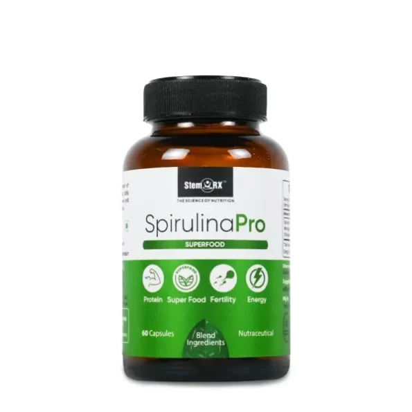 StemRx Biosciences Spirulina Pro 500mg Supplements, 60 Veg Capsules available on Herbkart