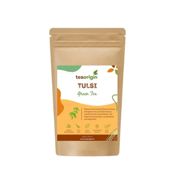 Tea Origin Tulsi Green Tea, 100 gms Pack, Serves 50 Cups available on Herbkart