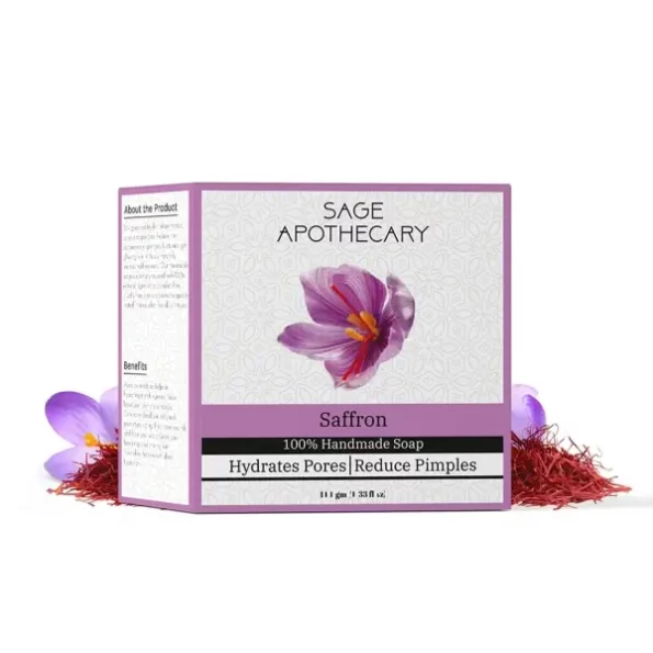 Sage Apothecary Natural Handmade Saffron Bath Soap, 100g available on Herbkart