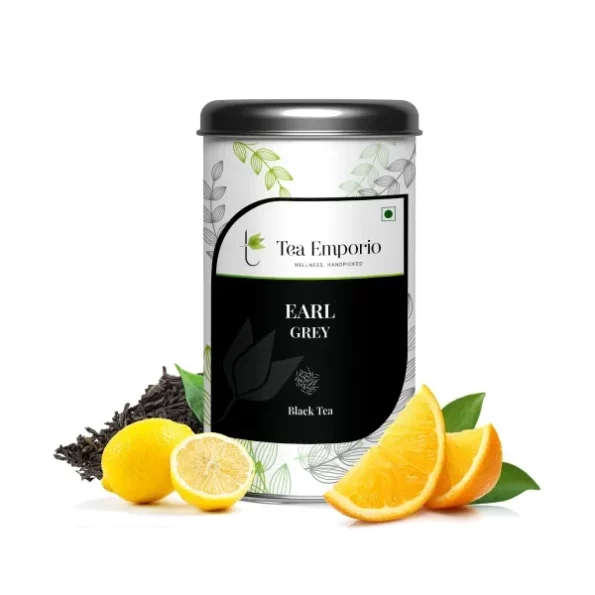 Tea Emporio EARL GREY BLACK TEA - 50g Tin Caddy available on Herbkart