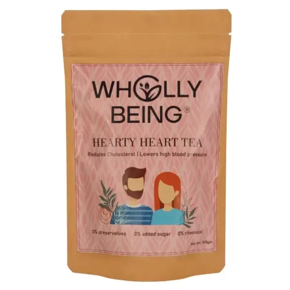 Wholly Being Hearty Heart Tea with Arjun bark, Ashwagandha, Tulsi, Cinnamon (100 grams) available on Herbkart