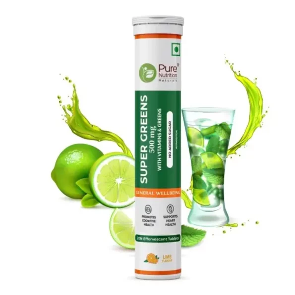 Pure Nutrition Super Greens 20 Effervescent Tablets available on Herbkart