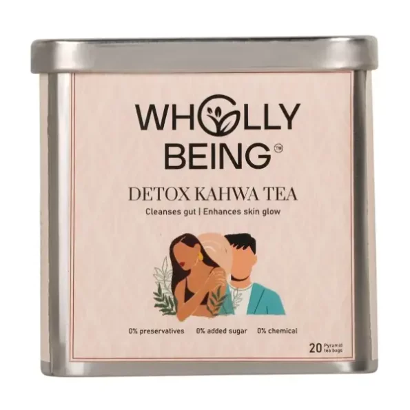 Wholly Being - Detox Kahwa Tea with Nutmeg, Sea Buckthorn, Rose Petals, Orange Peels(20 tea bags) available on Herbkart