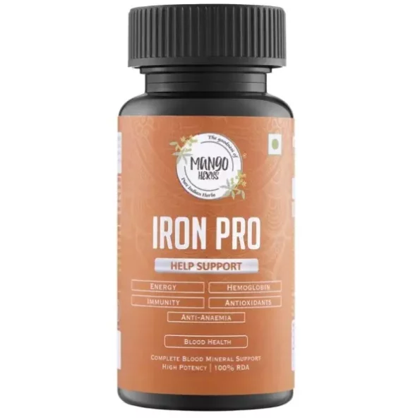 Mango Herbs Iron Pro: Iron Deficiency Supplement, 60 Veg Tablets available on Herbkart