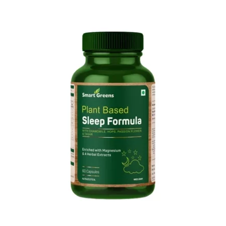 Smart Greens Plant Based Sleep Formula with Chamomile, Hops, Passion Flower & Tagar Enriched with Magnesium & 5 Herbal Extracts - 60 Capsules
