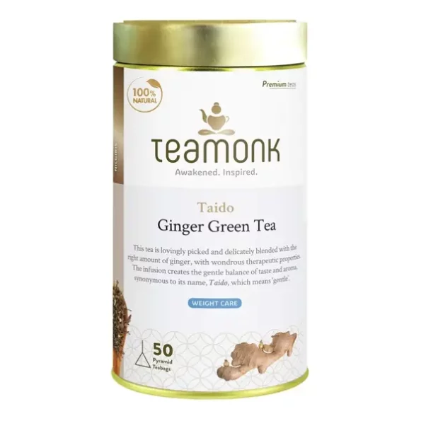 Teamonk Taido High Mountain Ginger Green Tea Box - 50 Tea Bags available on Herbkart