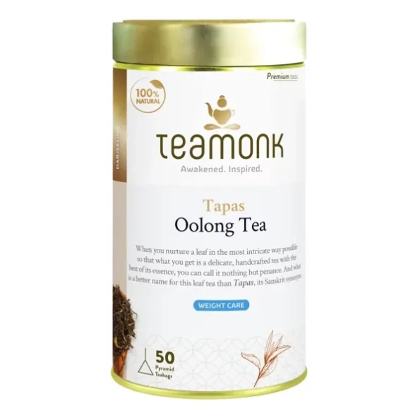 Teamonk Tapas USDA Certified Organic Darjeeling Oolong Tea - 50 Biodegradable Pyramid Tea Bags available on Herbkart