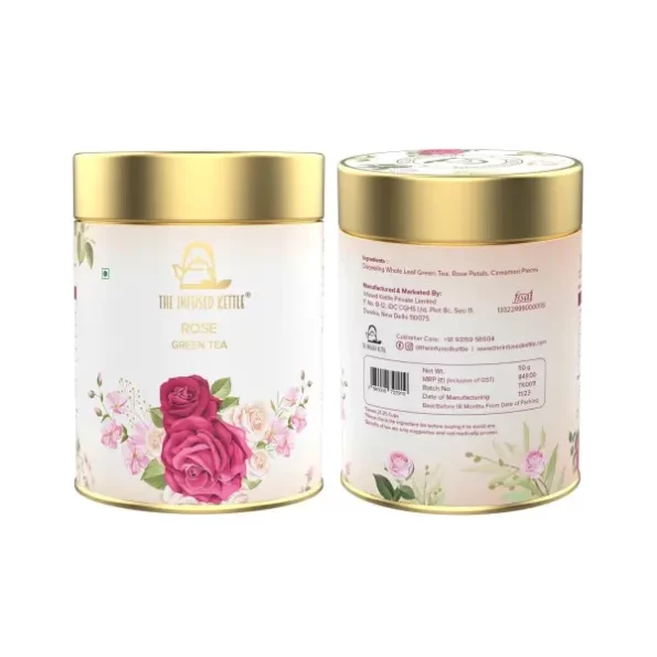 The Infused Kettle Premium Rose Green Tea - 50gm available on Herbkart