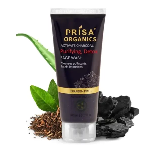 Prisa Organics Activated Charcoa Purifying Face Wash For Men, 100 Ml available on Herbkart