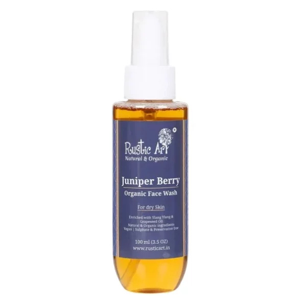 Rustic Art Organic Juniper Berry Face Wash For Dry Skin, 100 ml available on Herbkart