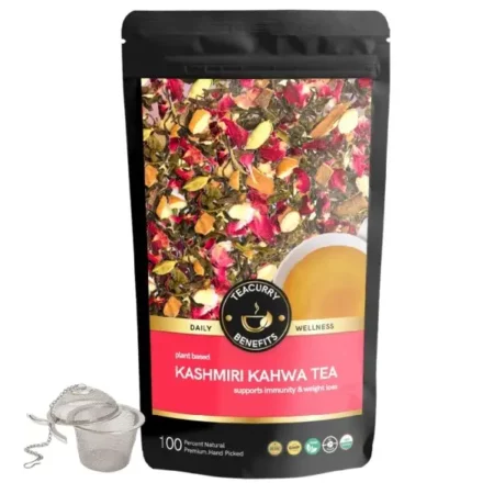 TEACURRY Kashmiri Kahwa Tea - 100 Grams Loose / 50 Cups Infuser | Helps with Weight Loss, Immunity, Digestion | Kahwa Leaves | Kahwa Bags