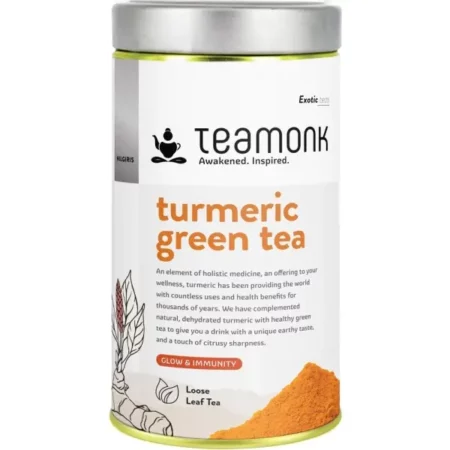 Teamonk High Mountain Turmeric Green Tea (100 Cups) - 200 g Bag. Acts as Immunity Booster and Aids Digestion. Whole Loose Leaf Teas (No Powder).
