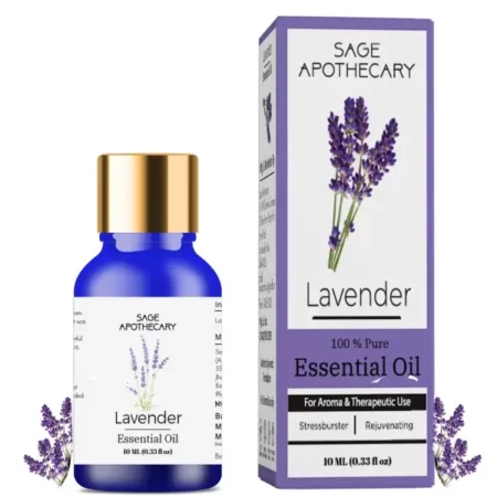 Sage Apothecary Lavender Essential Oil 100% Pure & Natural for helps Hair Growth, Skin Care, Face & Aromatherapy Relaxing Sleep No Parabens & Sulphates Cruelty Free 10ml