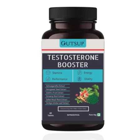 Outsup Testosterone Booster for Men with Ashwagandha, Safed Musli, Gokhru Fruit Extract, Ginseng Root Extract - 60 Veg Tablets