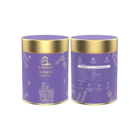 The Infused Kettle Premium Lavender Flavoured Green Tea, 22 Cups, Natural Loose Leaves, Blended with Green Pearl Tea & Lavender Buds, Herbal, Low Caffeine Chai - 50 gm